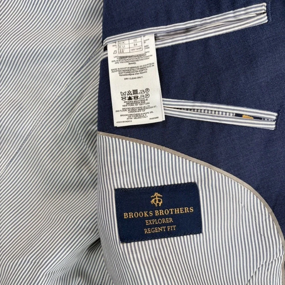 Brooks Brothers Explorer Regent Fit Suit in Blue Stretch Wool Men 50L Designer